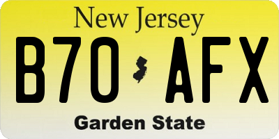 NJ license plate B70AFX
