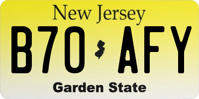 NJ license plate B70AFY