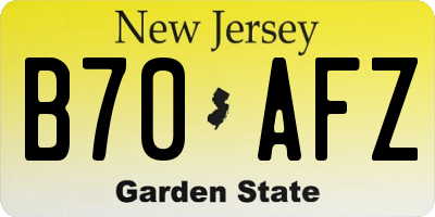 NJ license plate B70AFZ