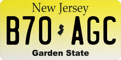 NJ license plate B70AGC