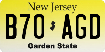 NJ license plate B70AGD