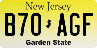 NJ license plate B70AGF
