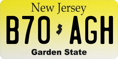 NJ license plate B70AGH