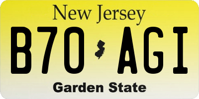 NJ license plate B70AGI