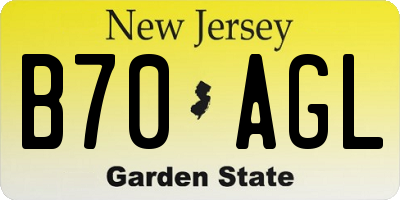 NJ license plate B70AGL