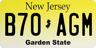 NJ license plate B70AGM