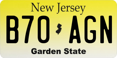 NJ license plate B70AGN