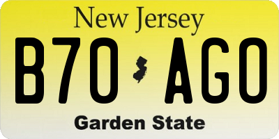 NJ license plate B70AGO