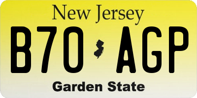 NJ license plate B70AGP