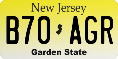 NJ license plate B70AGR