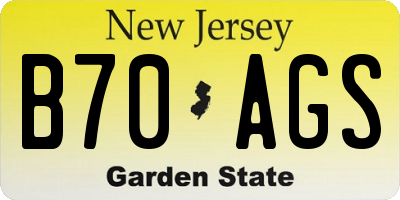 NJ license plate B70AGS
