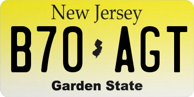 NJ license plate B70AGT