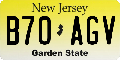 NJ license plate B70AGV