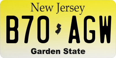 NJ license plate B70AGW