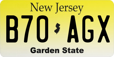 NJ license plate B70AGX