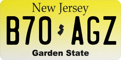 NJ license plate B70AGZ