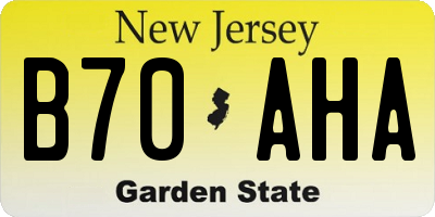 NJ license plate B70AHA