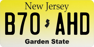 NJ license plate B70AHD