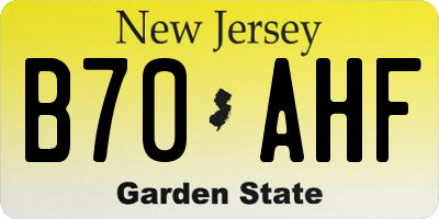 NJ license plate B70AHF