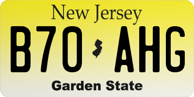 NJ license plate B70AHG