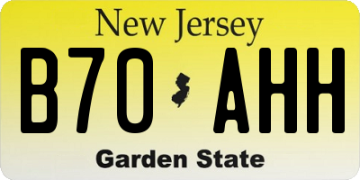 NJ license plate B70AHH