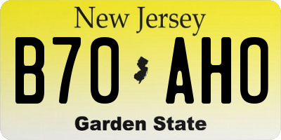 NJ license plate B70AHO