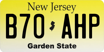 NJ license plate B70AHP