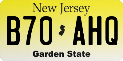 NJ license plate B70AHQ