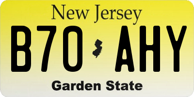 NJ license plate B70AHY