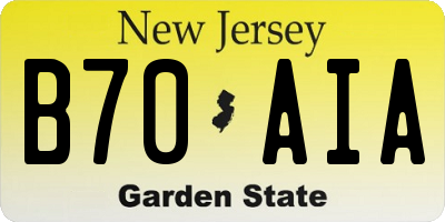 NJ license plate B70AIA