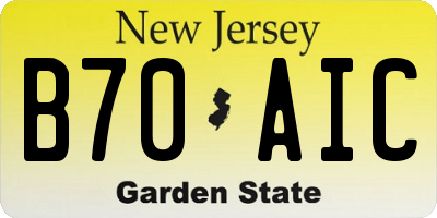 NJ license plate B70AIC