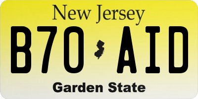 NJ license plate B70AID