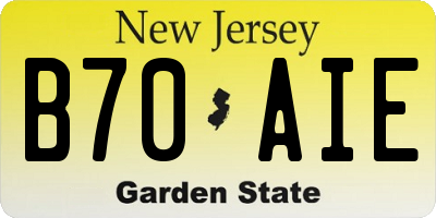 NJ license plate B70AIE