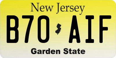 NJ license plate B70AIF