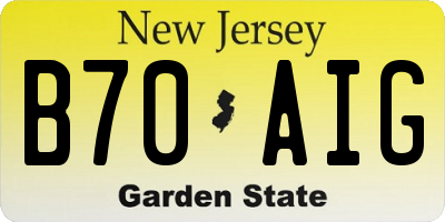 NJ license plate B70AIG
