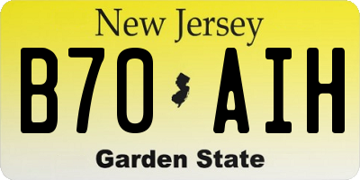 NJ license plate B70AIH