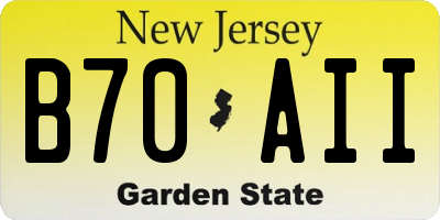 NJ license plate B70AII