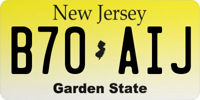NJ license plate B70AIJ