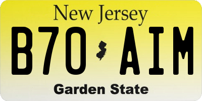 NJ license plate B70AIM