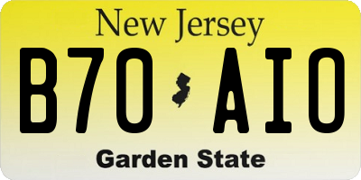 NJ license plate B70AIO