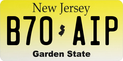 NJ license plate B70AIP