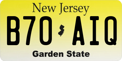 NJ license plate B70AIQ
