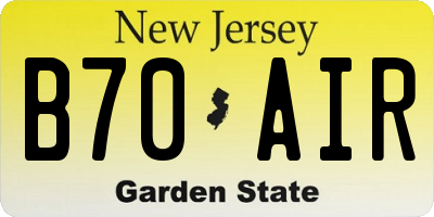 NJ license plate B70AIR