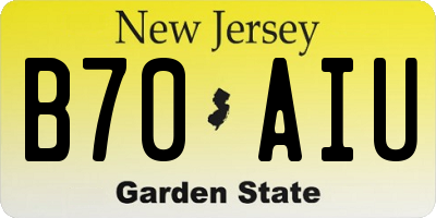 NJ license plate B70AIU