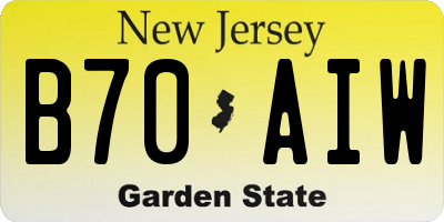 NJ license plate B70AIW
