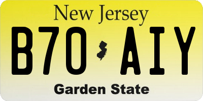 NJ license plate B70AIY