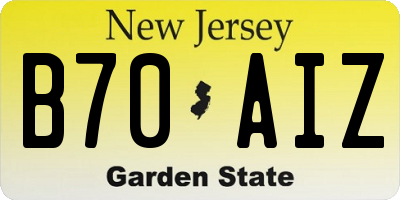 NJ license plate B70AIZ