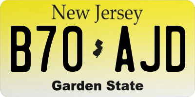 NJ license plate B70AJD