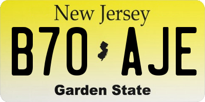 NJ license plate B70AJE
