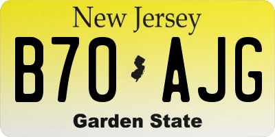NJ license plate B70AJG